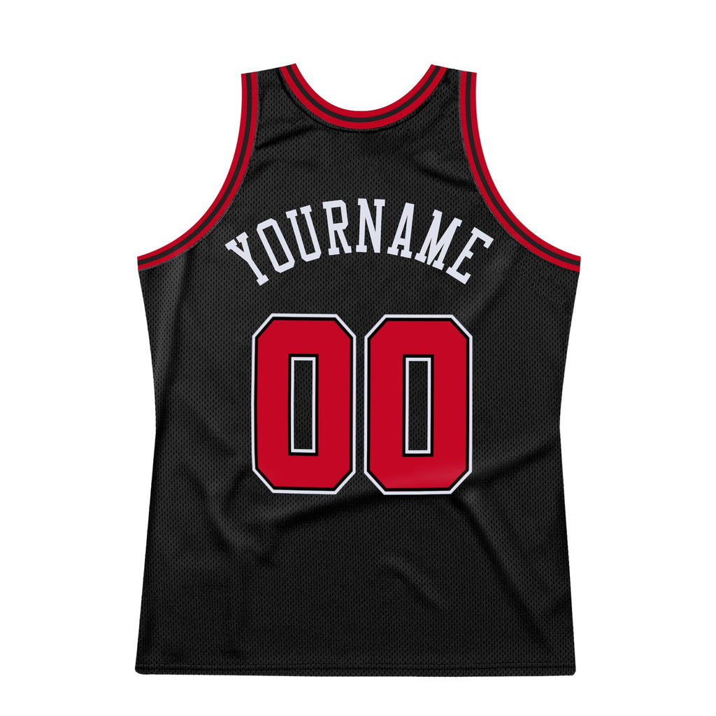 Custom Basketball Jersey - Black Red-White Throwback - Style Black0282