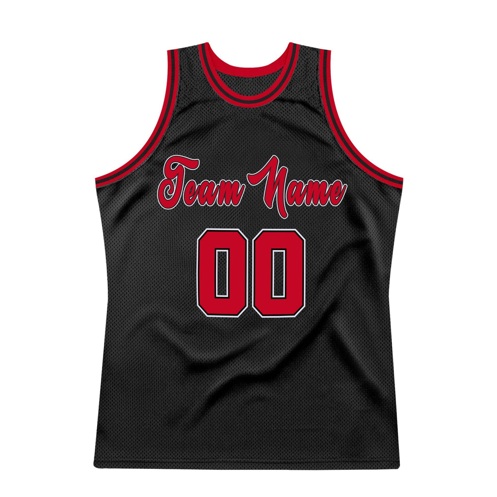 Custom Basketball Jersey - Black Red-White Throwback - Style Black0282