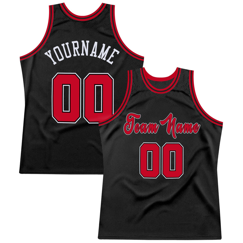 Custom Basketball Jersey - Black Red-White Throwback - Style Black0282