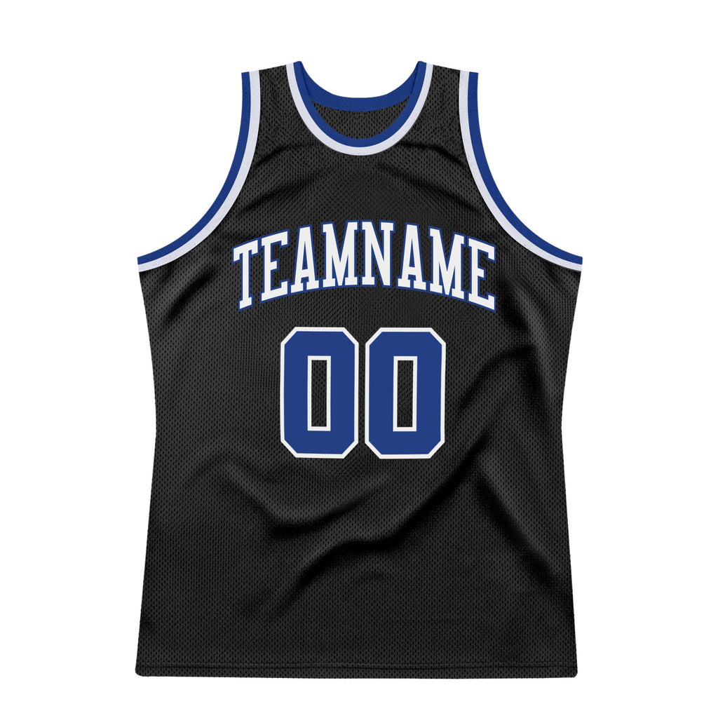 Custom Basketball Jersey - Black Royal-White Throwback - Style Black0287