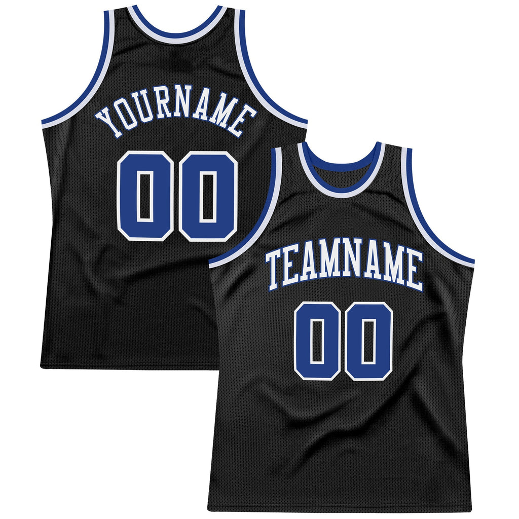 Custom Basketball Jersey - Black Royal-White Throwback - Style Black0287