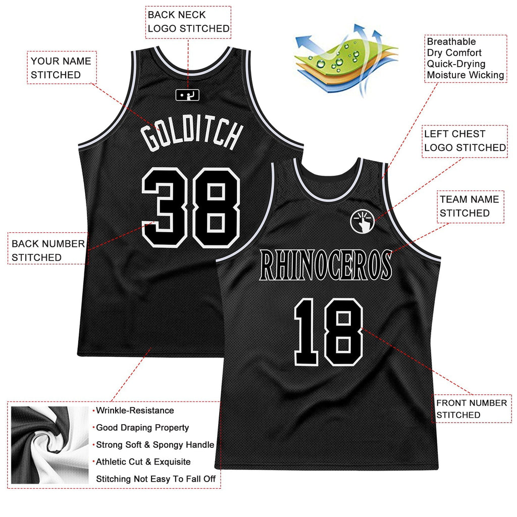 Custom Basketball Jersey - Black Black-White Throwback - Style Black0288