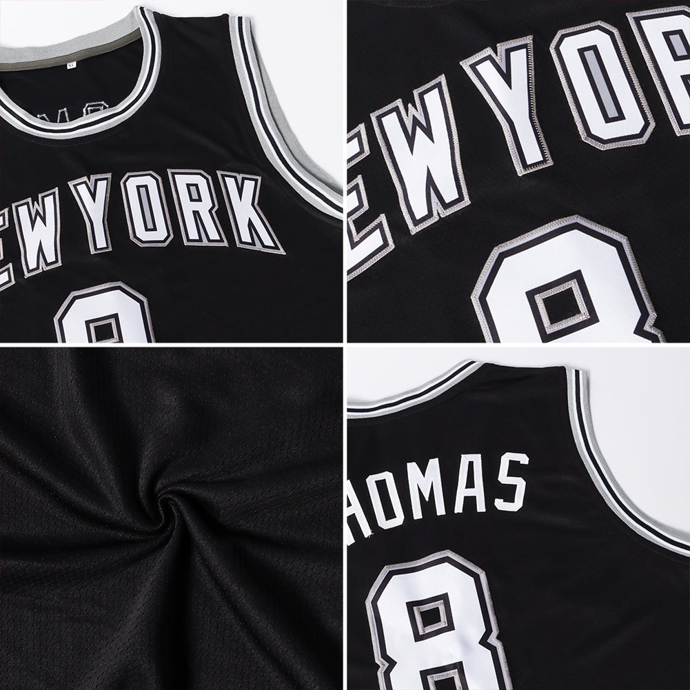 Custom Basketball Jersey - Black Black-White Throwback - Style Black0288