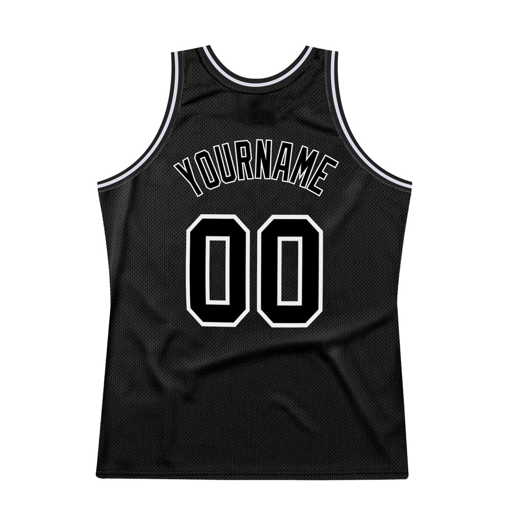 Custom Basketball Jersey - Black Black-White Throwback - Style Black0288
