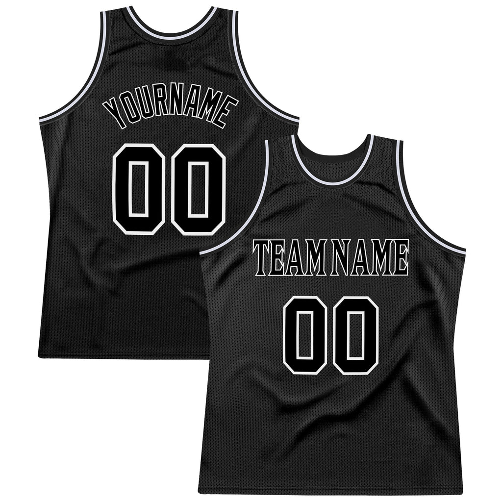 Custom Basketball Jersey - Black Black-White Throwback - Style Black0288