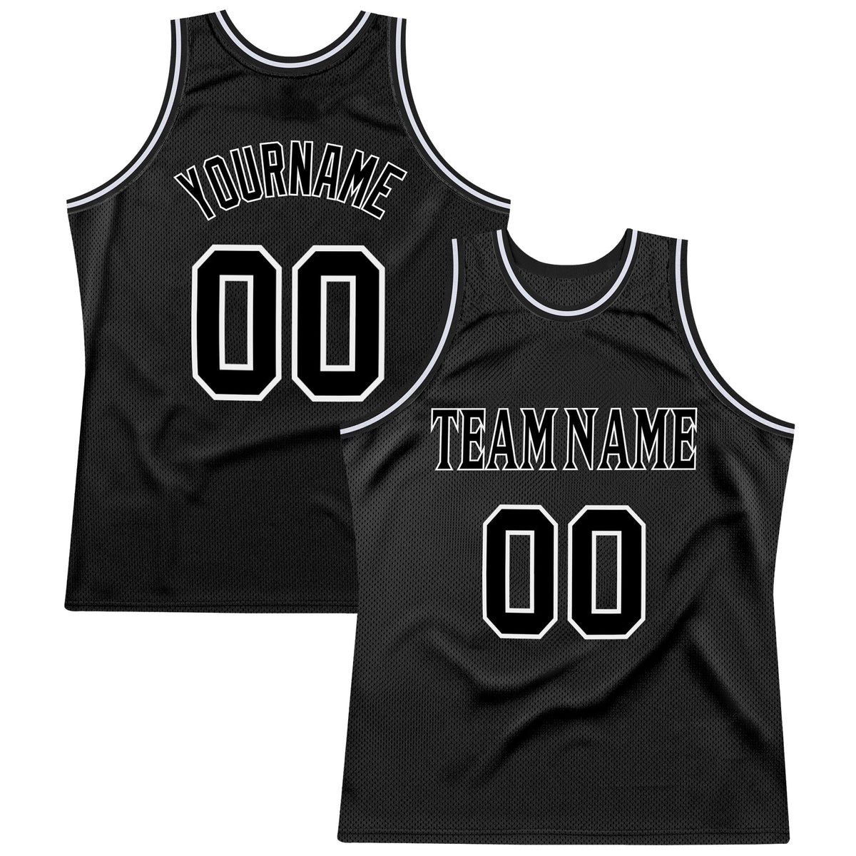 Custom Basketball Jersey - Black Black-White Throwback - Style Black0288