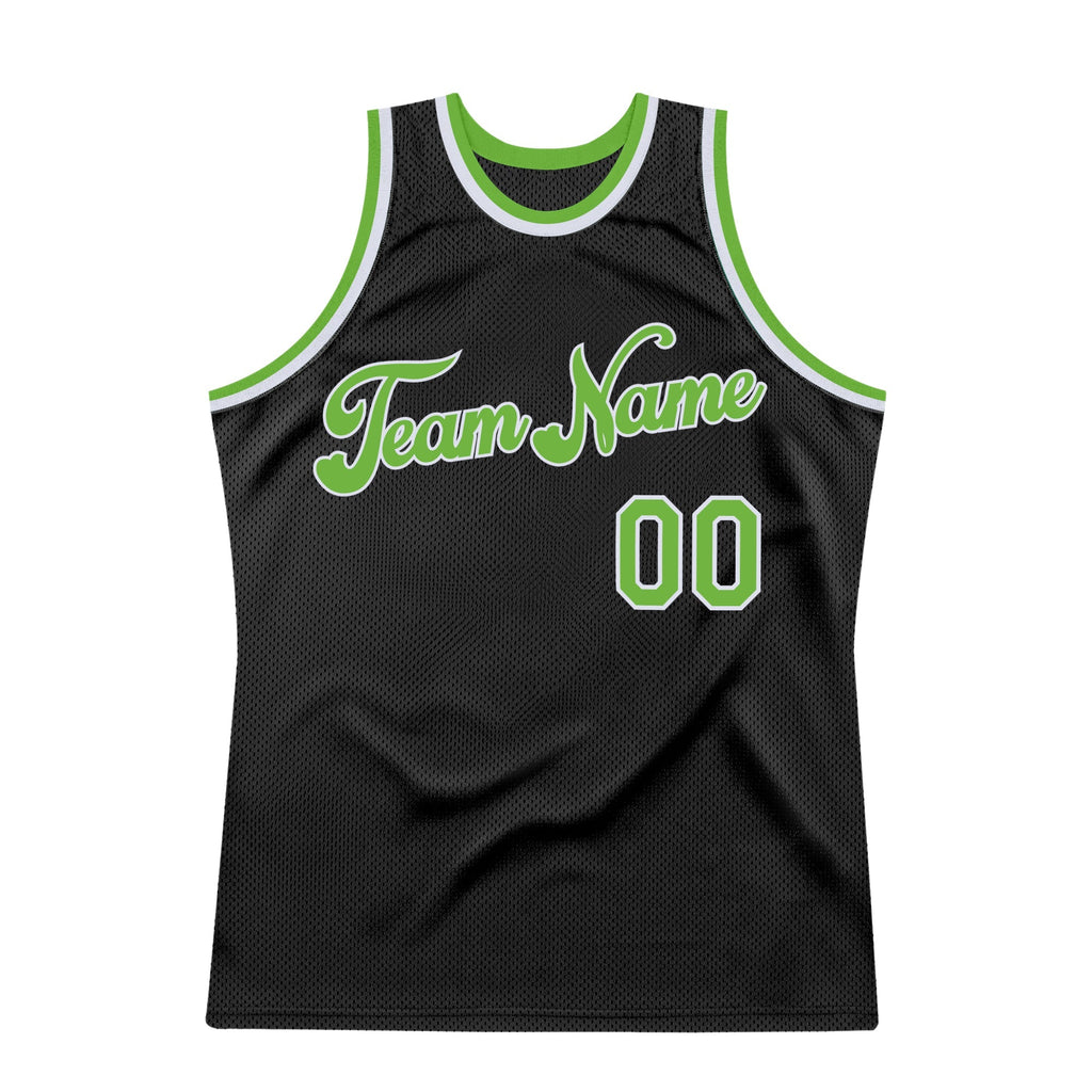Custom Basketball Jersey - Black Neon Green-White Throwback - Style Black0289