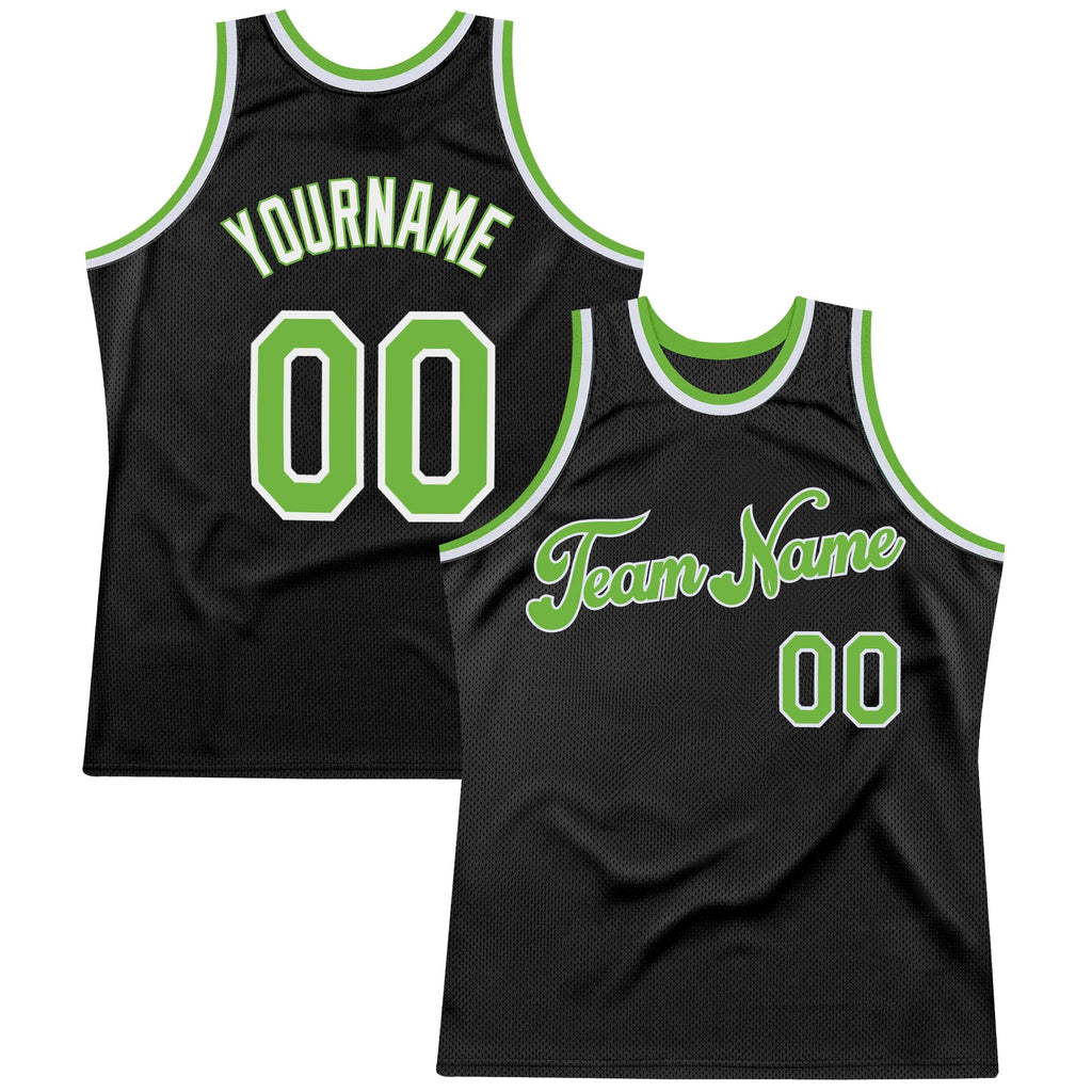 Custom Basketball Jersey - Black Neon Green-White Throwback - Style Black0289