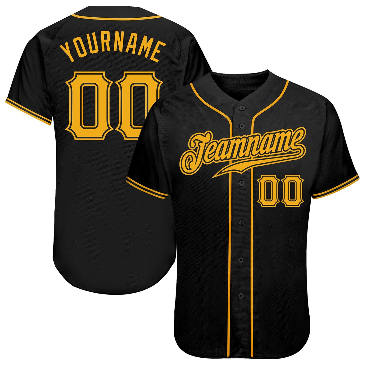 Custom Baseball Jersey - Black Gold
