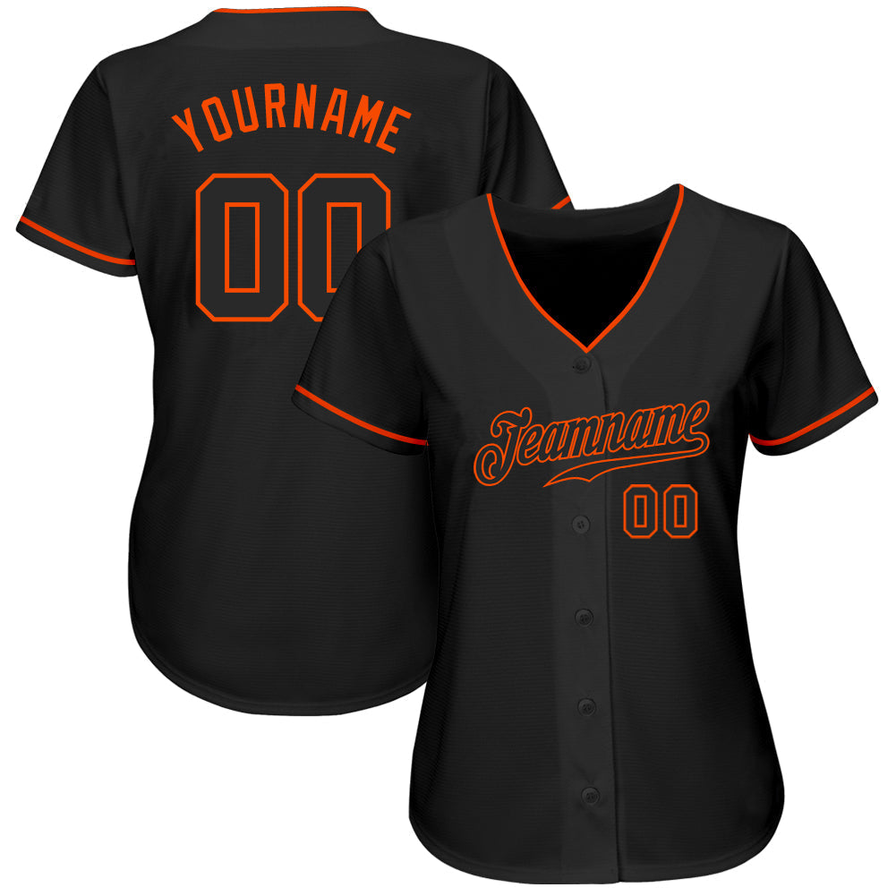 Custom Baseball Jersey - Black Black-Orange