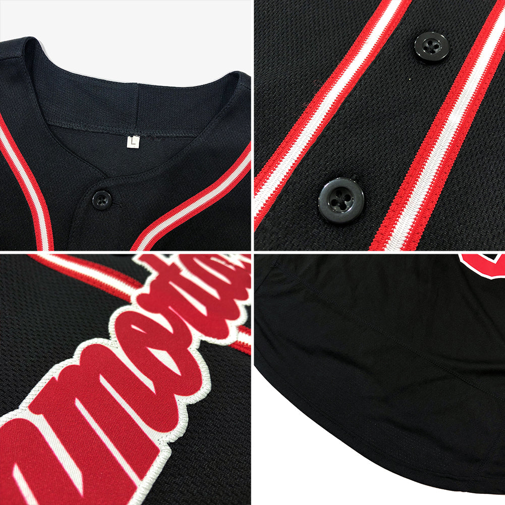 Custom Baseball Jersey - Black Black-Orange