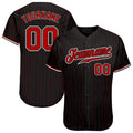 Custom Baseball Jersey - Black Red Pinstripe Red-White - Style Black0377
