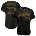 Custom Baseball Jersey - Black Old Gold Pinstripe Black