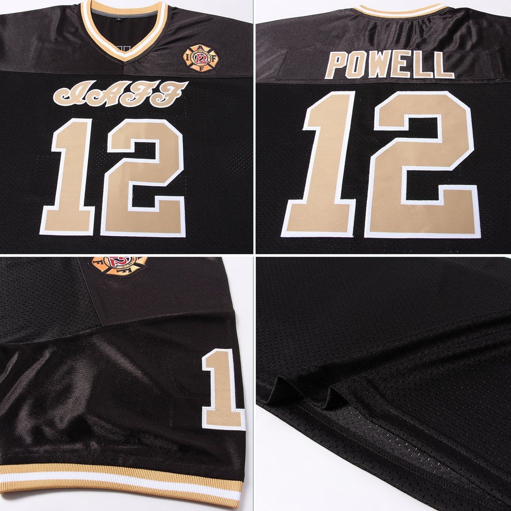 Custom Football Jersey - Black Old Gold-White Mesh Throwback