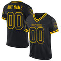 Custom Football Jersey - Black Black-Gold Mesh Throwback
