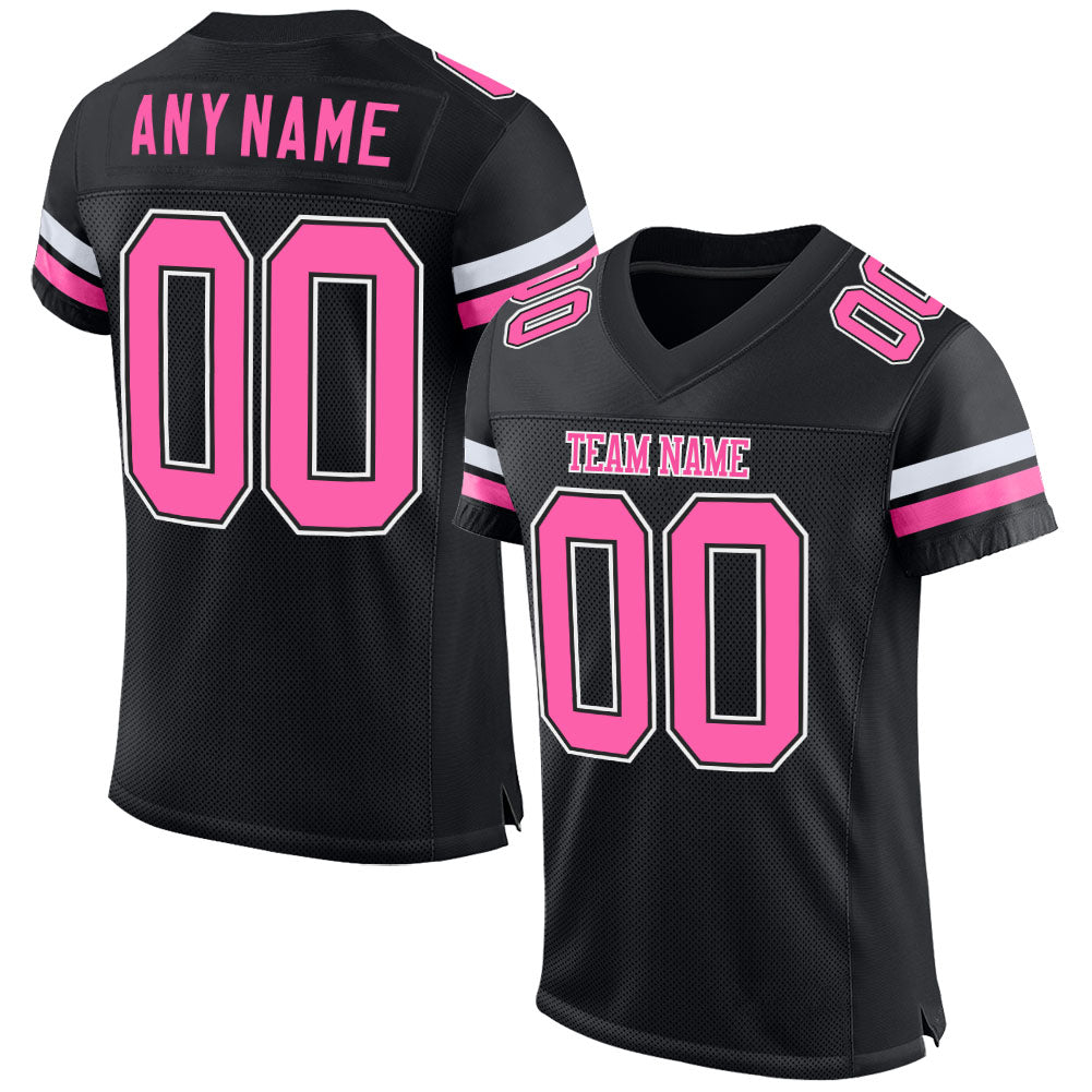 Custom Football Jersey - Black Pink-White Mesh