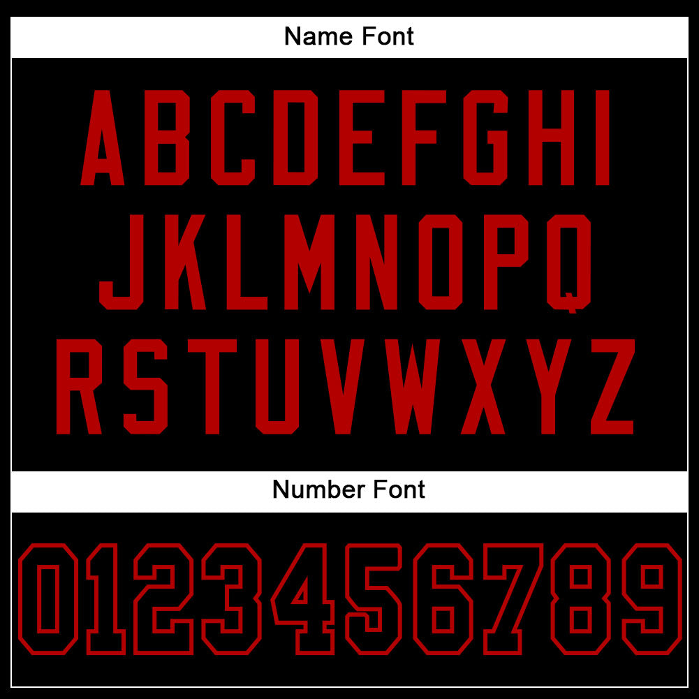Custom Football Jersey - Black Black-Red Mesh