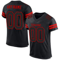 Custom Football Jersey - Black Black-Red Mesh