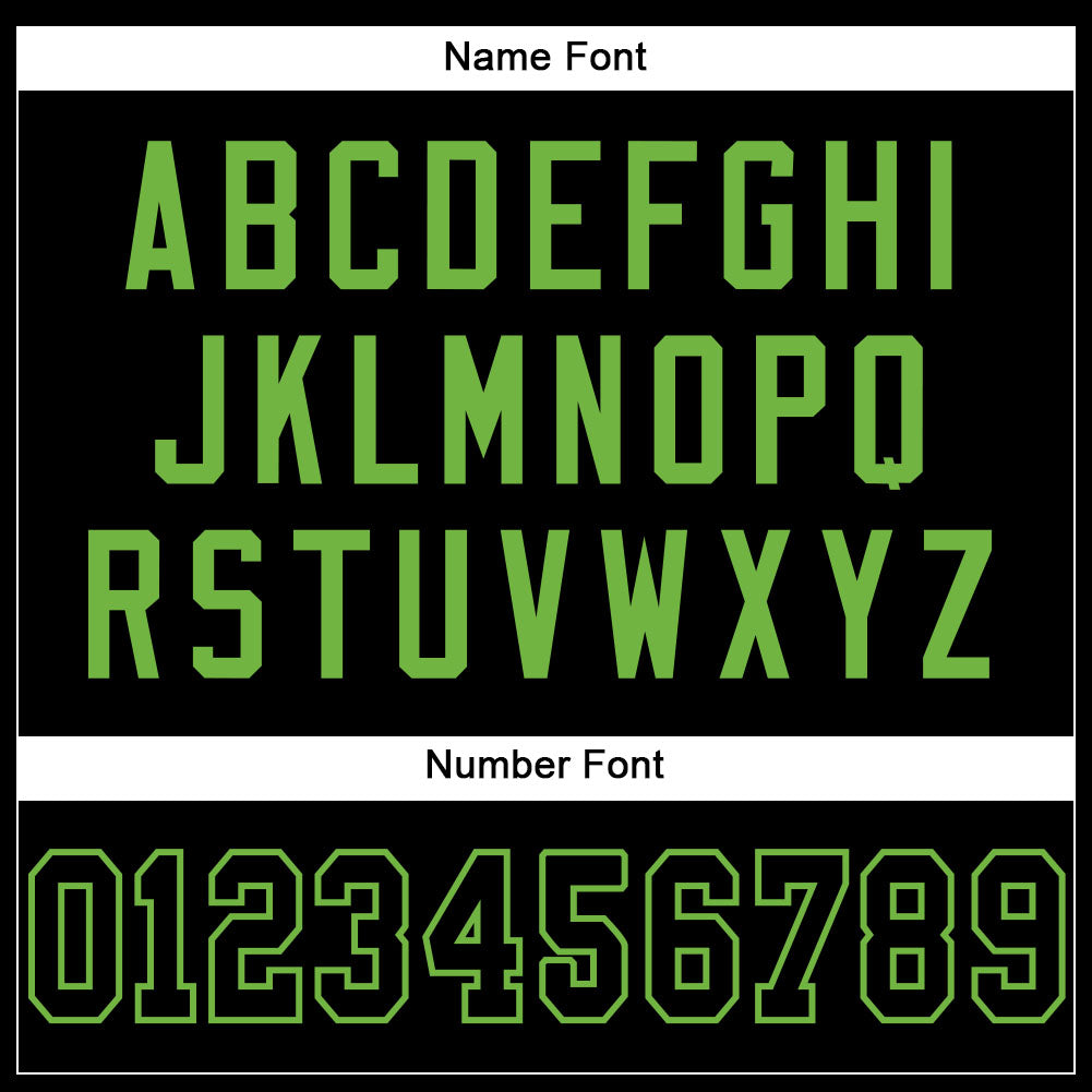 Custom Football Jersey - Black Black-Neon Green Mesh