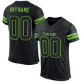 Custom Football Jersey - Black Black-Neon Green Mesh