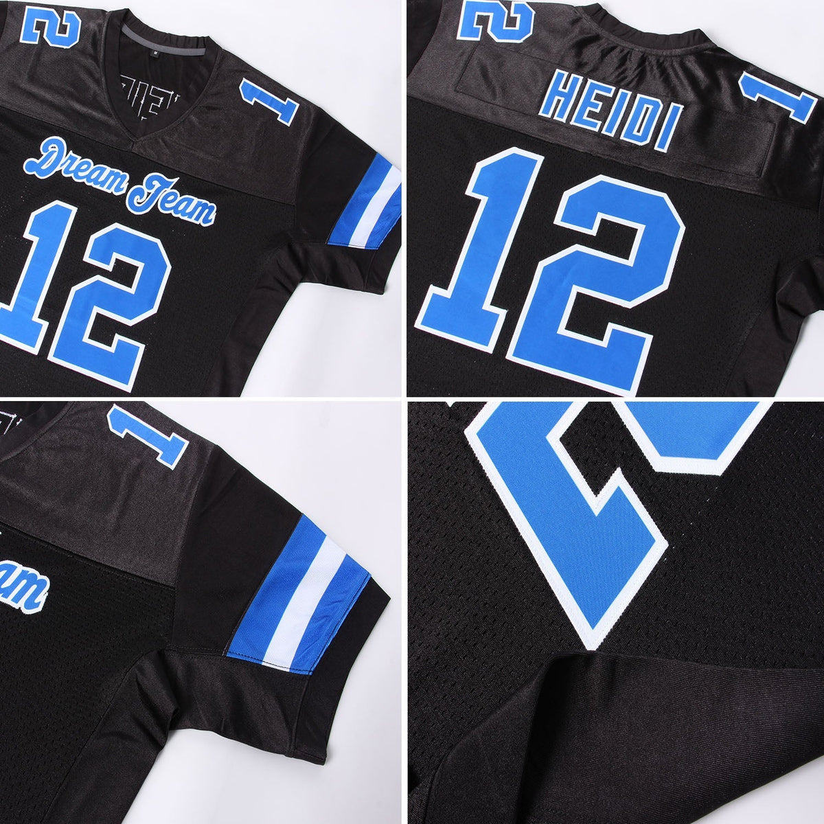 Custom Football Jersey - Black Royal-White Mesh