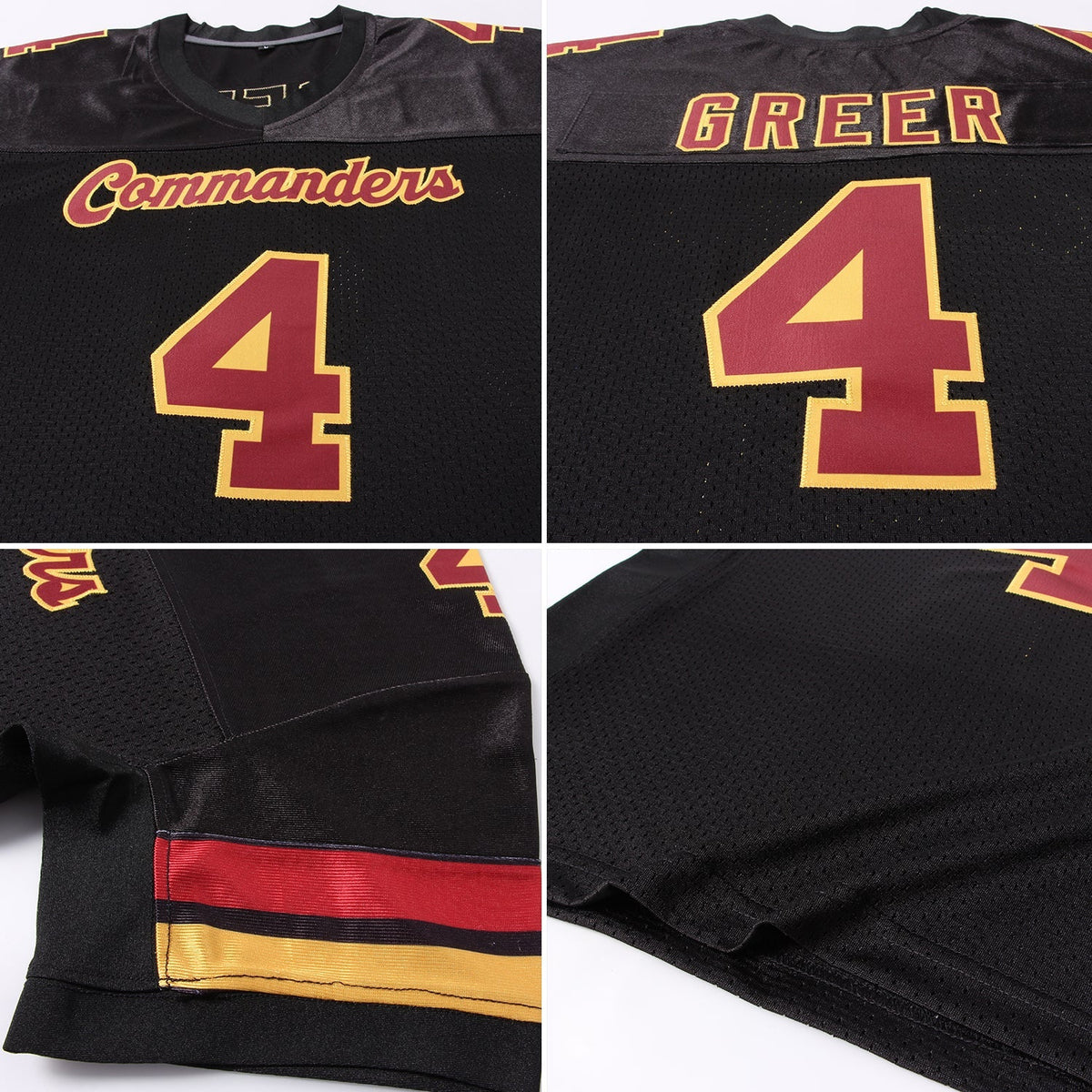 Custom Football Jersey - Black Burgundy-Gold Mesh