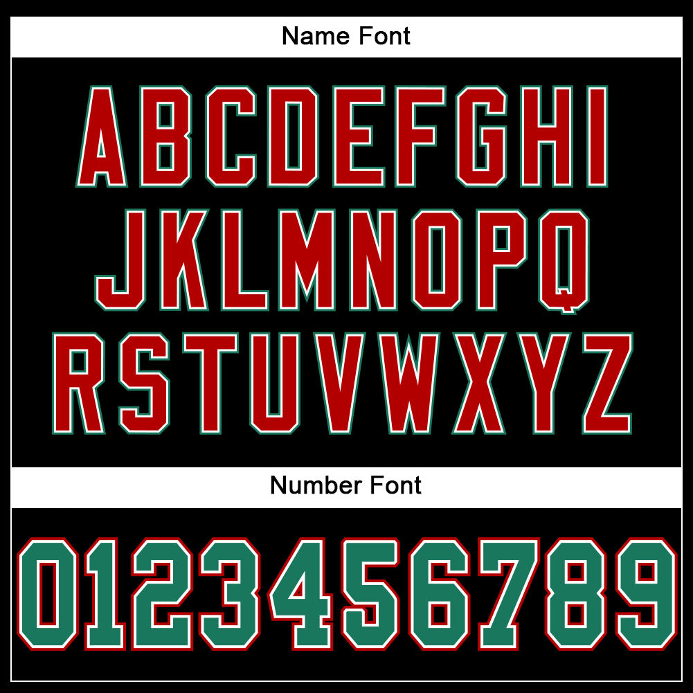 Custom Football Jersey - Black Kelly Green-Red Mesh
