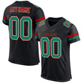 Custom Football Jersey - Black Kelly Green-Red Mesh