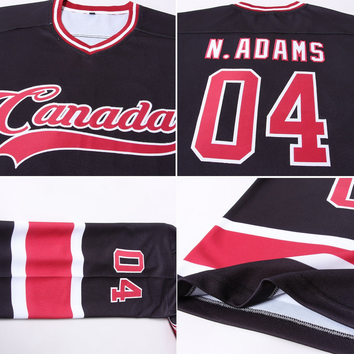 Custom Hockey Jersey - Black Maroon-White - Style Black0666