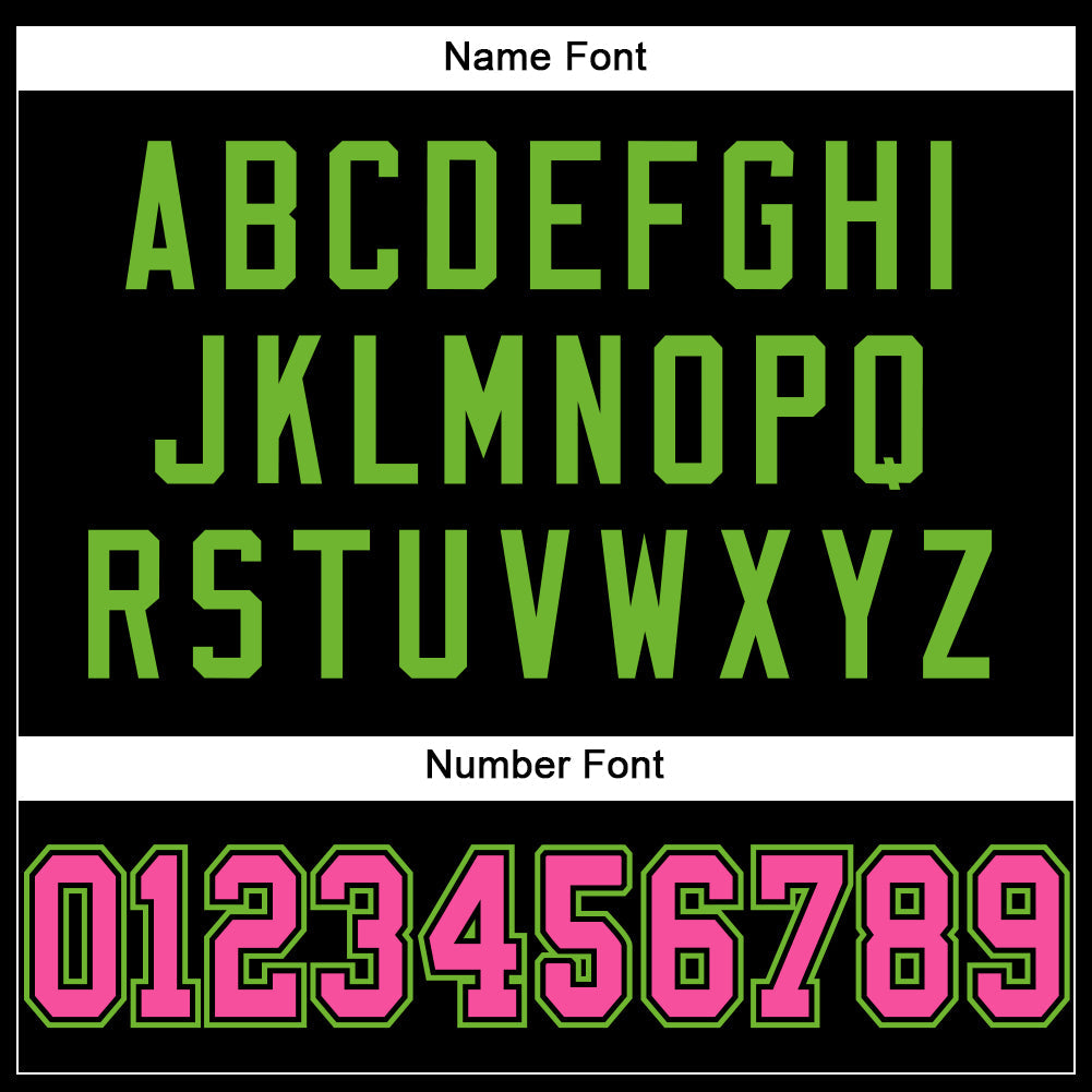Custom Football Jersey - Black Pink-Neon Green Mesh