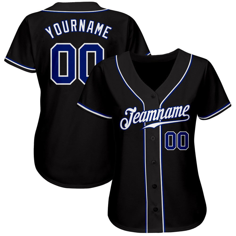 Custom Baseball Jersey - Black Royal-White - Style Black0928
