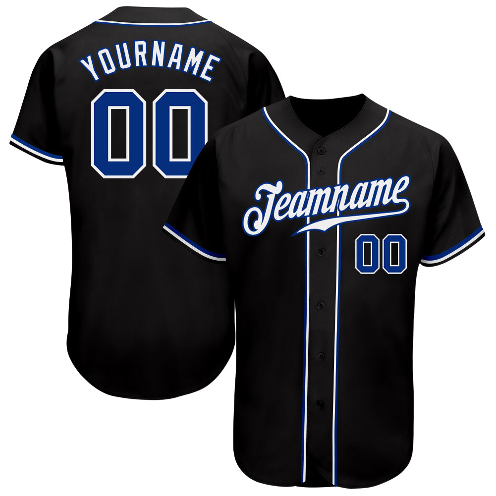Custom Baseball Jersey - Black Royal-White - Style Black0928