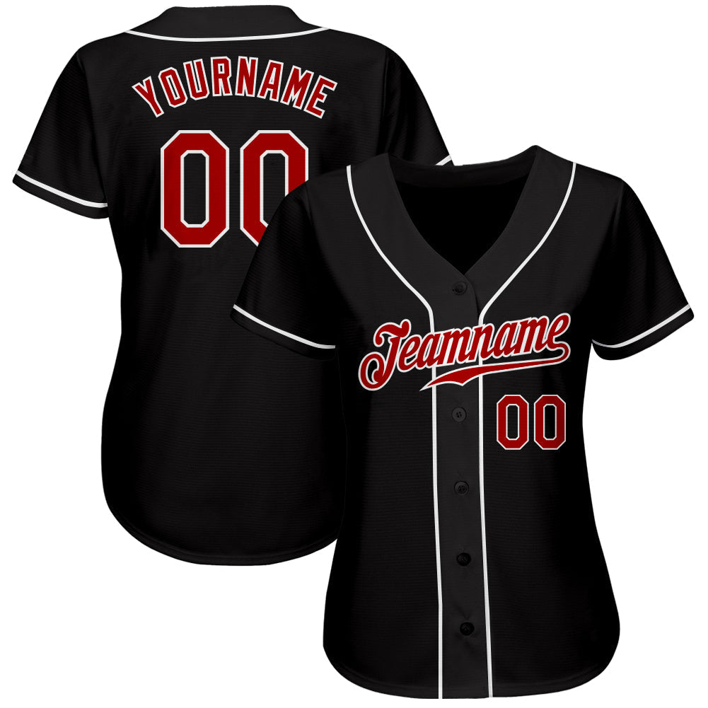Custom Baseball Jersey - Black Red-White - Style Black0936