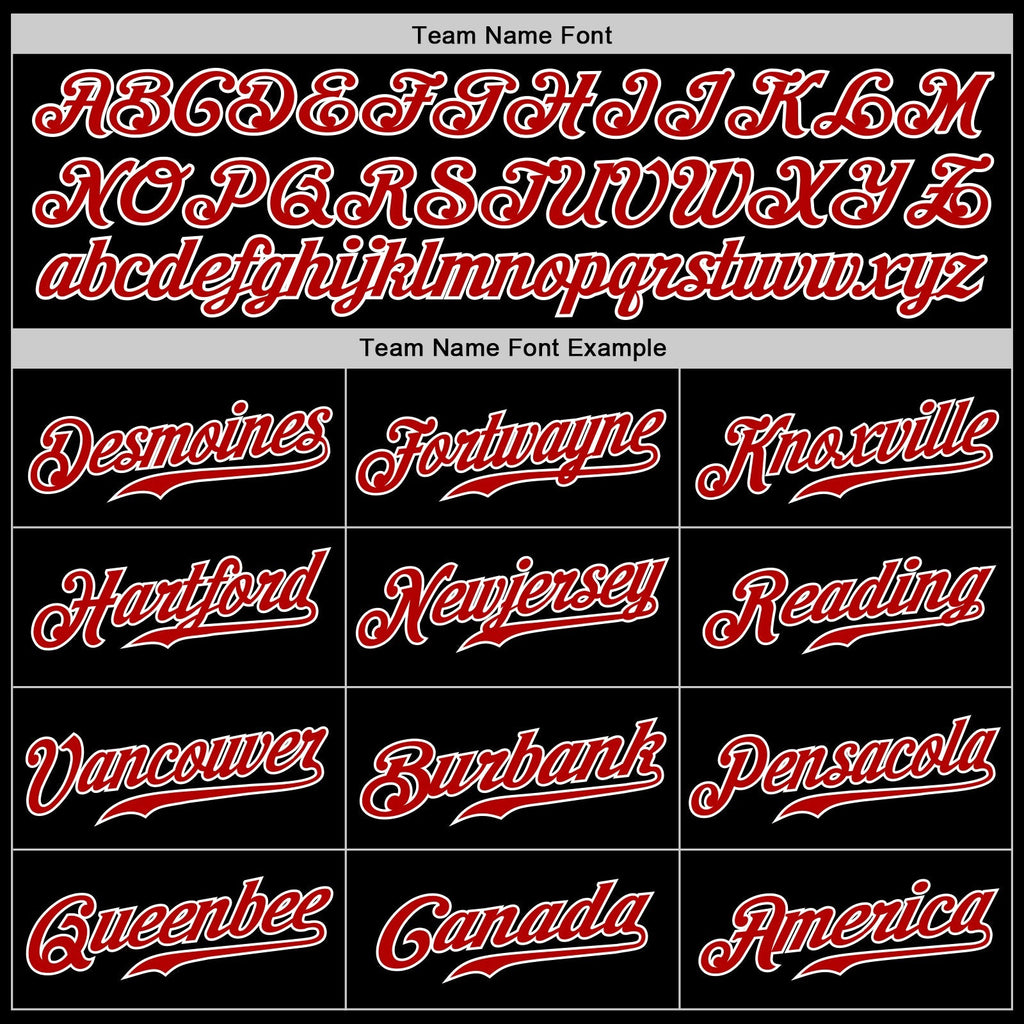 Custom Baseball Jersey - Black Red-White - Style Black0936