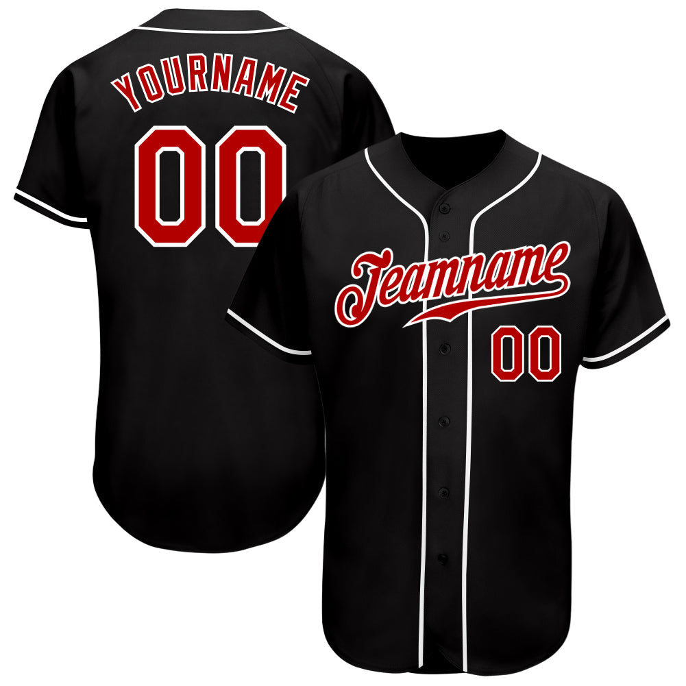 Custom Baseball Jersey - Black Red-White - Style Black0936
