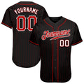 Custom Baseball Jersey - Black Red Pinstripe Red-White - Style Black0943