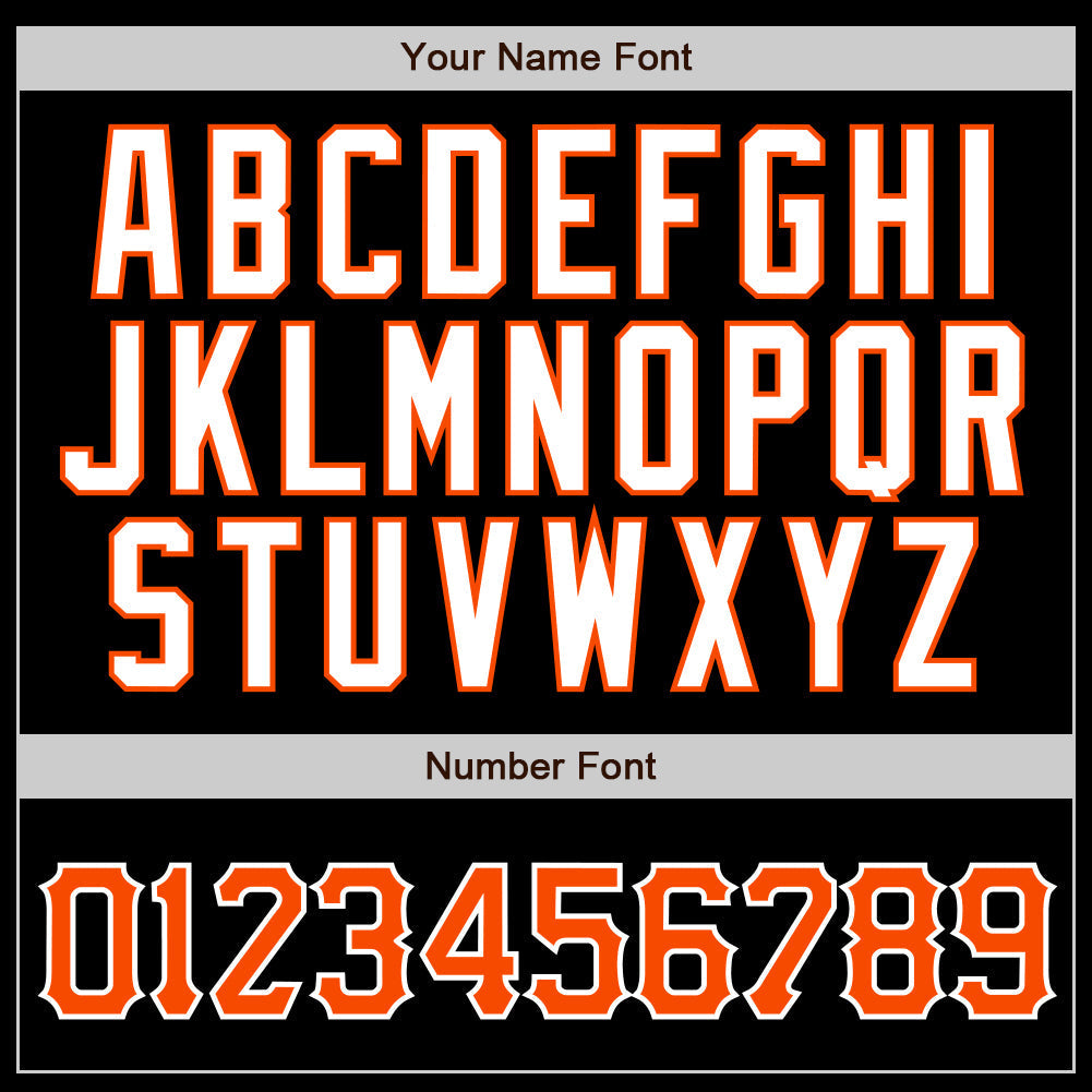 Custom Baseball Jersey - Black Orange Pinstripe Orange-White