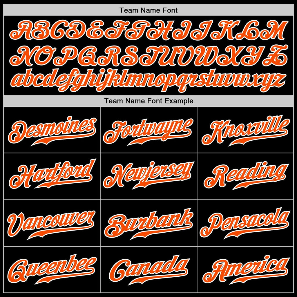 Custom Baseball Jersey - Black Orange Pinstripe Orange-White