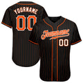 Custom Baseball Jersey - Black Orange Pinstripe Orange-White