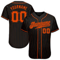 Custom Baseball Jersey - Black Orange Pinstripe Orange-Black