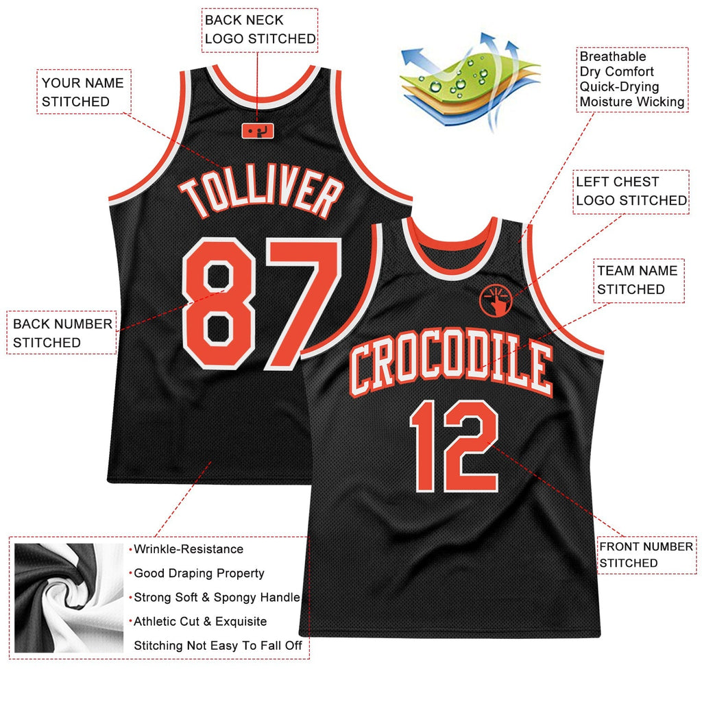Custom Basketball Jersey - Black Orange-White Throwback