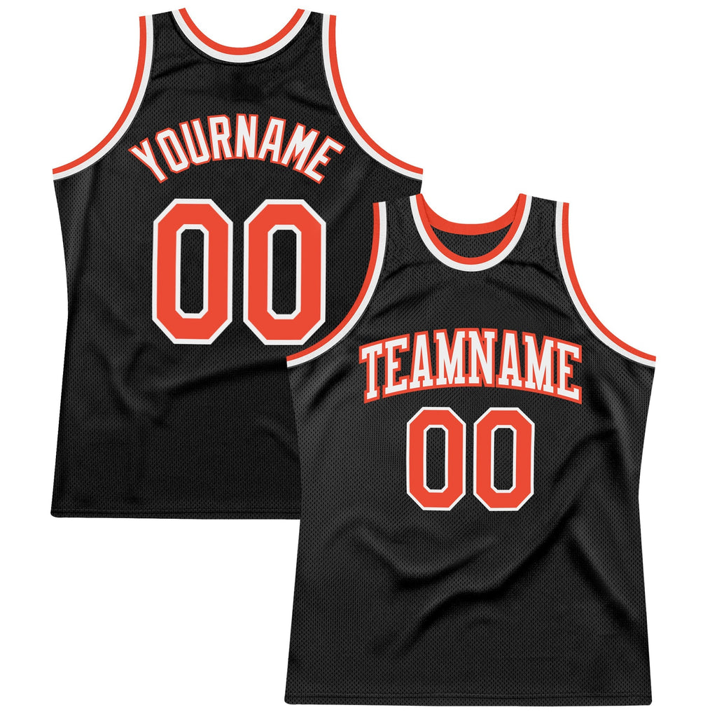 Custom Basketball Jersey - Black Orange-White Throwback