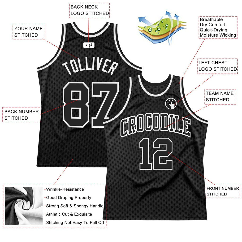 Custom Basketball Jersey - Black Black-White Throwback - Style Black0979