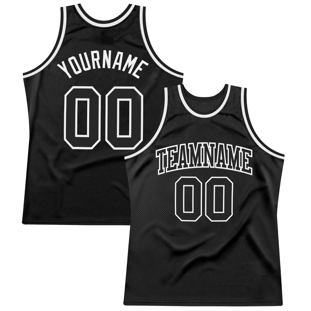 Custom Basketball Jersey - Black Black-White Throwback - Style Black0979