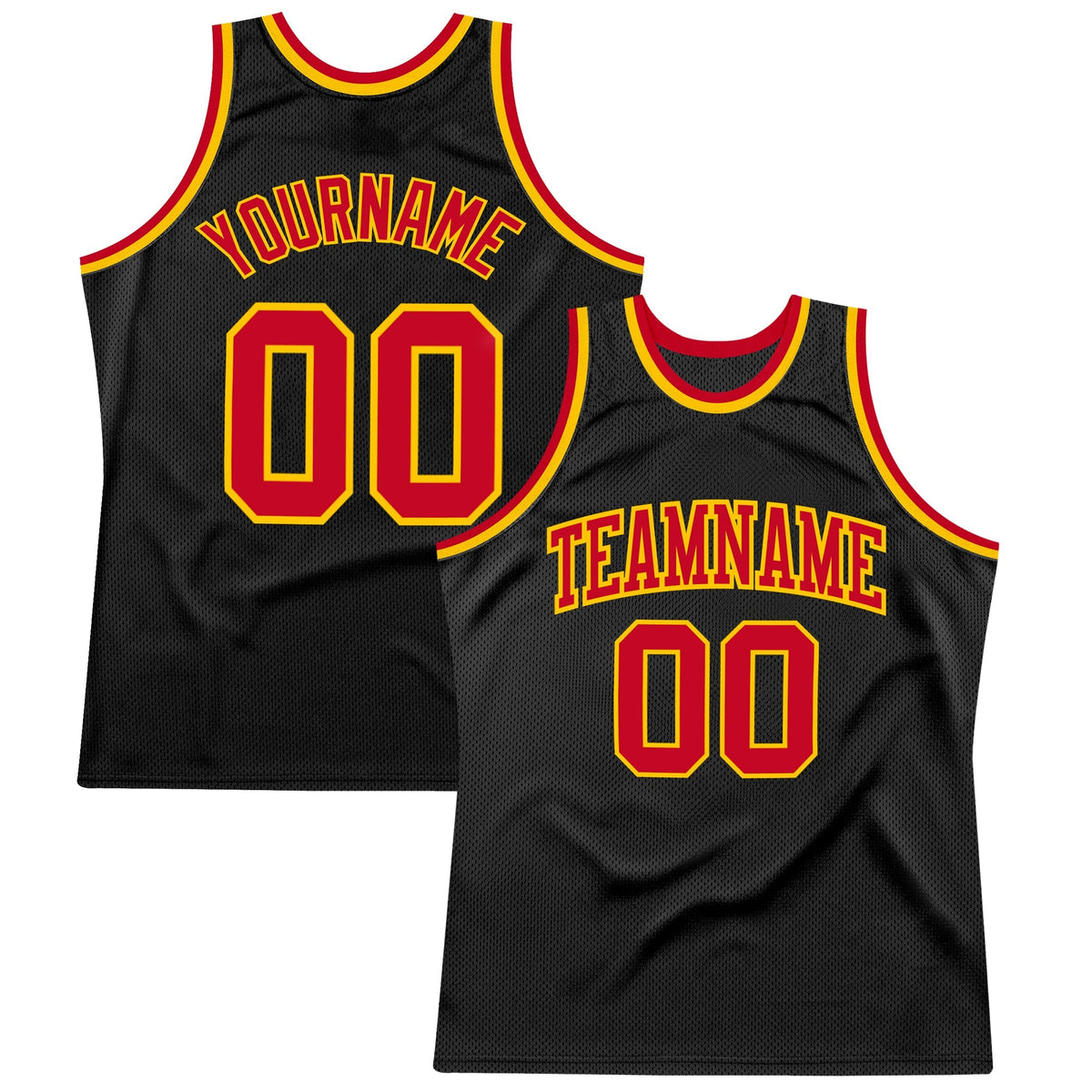 Custom Basketball Jersey - Black Red-Gold Throwback