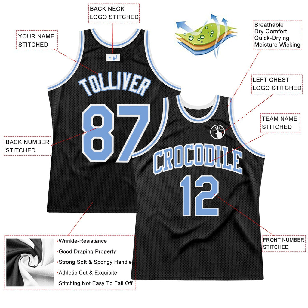 Custom Basketball Jersey - Black Light Blue-White Throwback