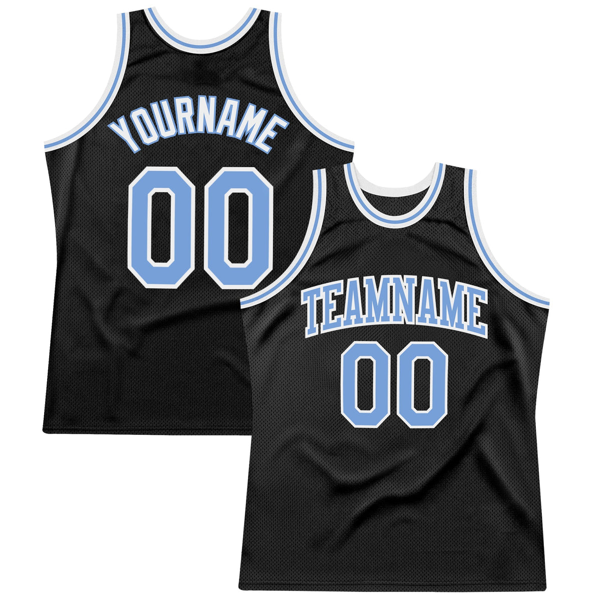 Custom Basketball Jersey - Black Light Blue-White Throwback