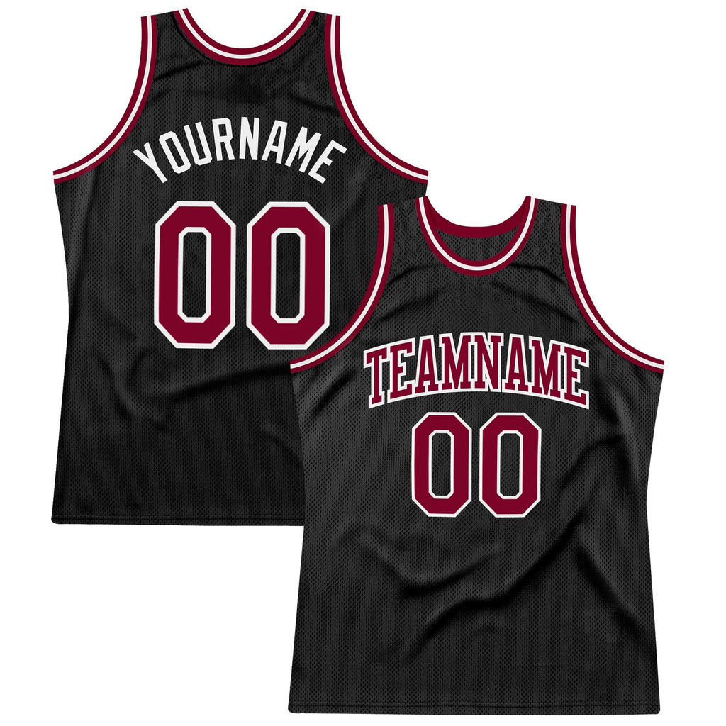 Custom Basketball Jersey - Black Maroon-White Throwback