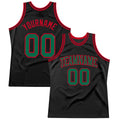 Custom Basketball Jersey - Black Kelly Green-Red Throwback