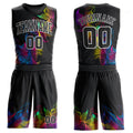 Custom Basketball Jersey - Black Black-White Round Neck Sublimation Uniform